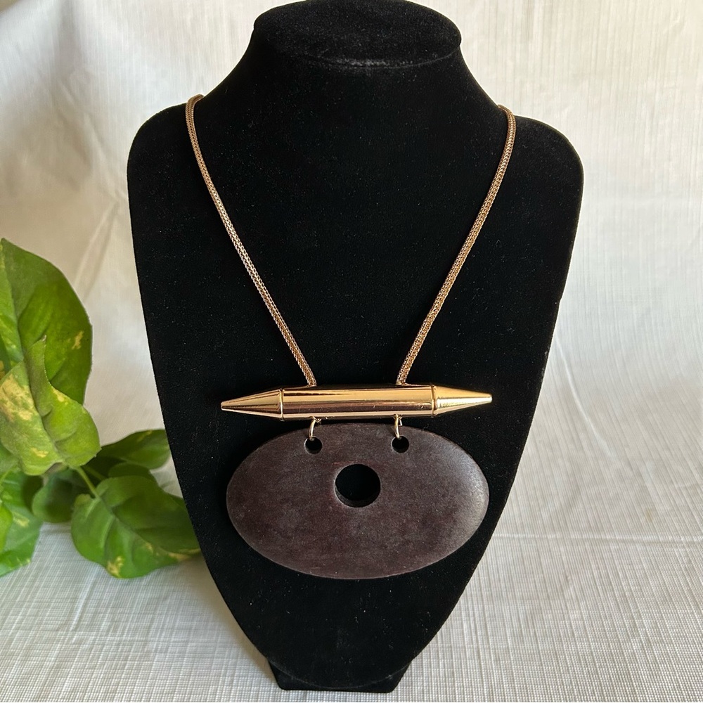 🪵 MARK. • Tribal Wood Drop Pendant Necklace